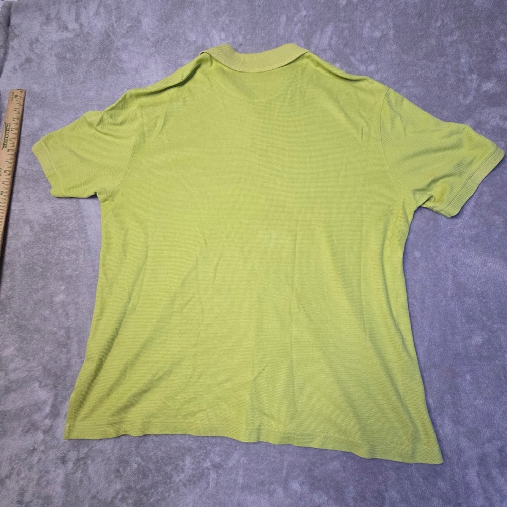 Tommy Bahama Polo Shirt Mens XL Lime Green Silk Blend Textured Resort Coastal - Picture 2 of 9